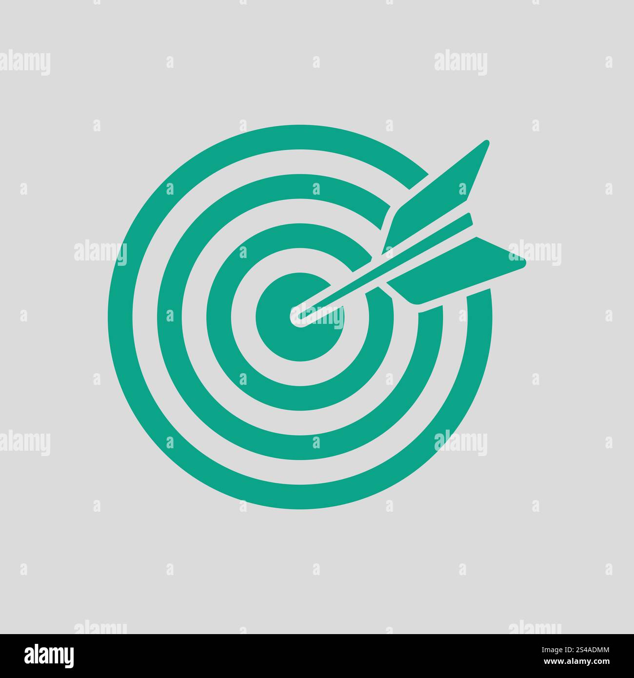 Target with dart in bulleye icon. Gray background with green. Vector ...