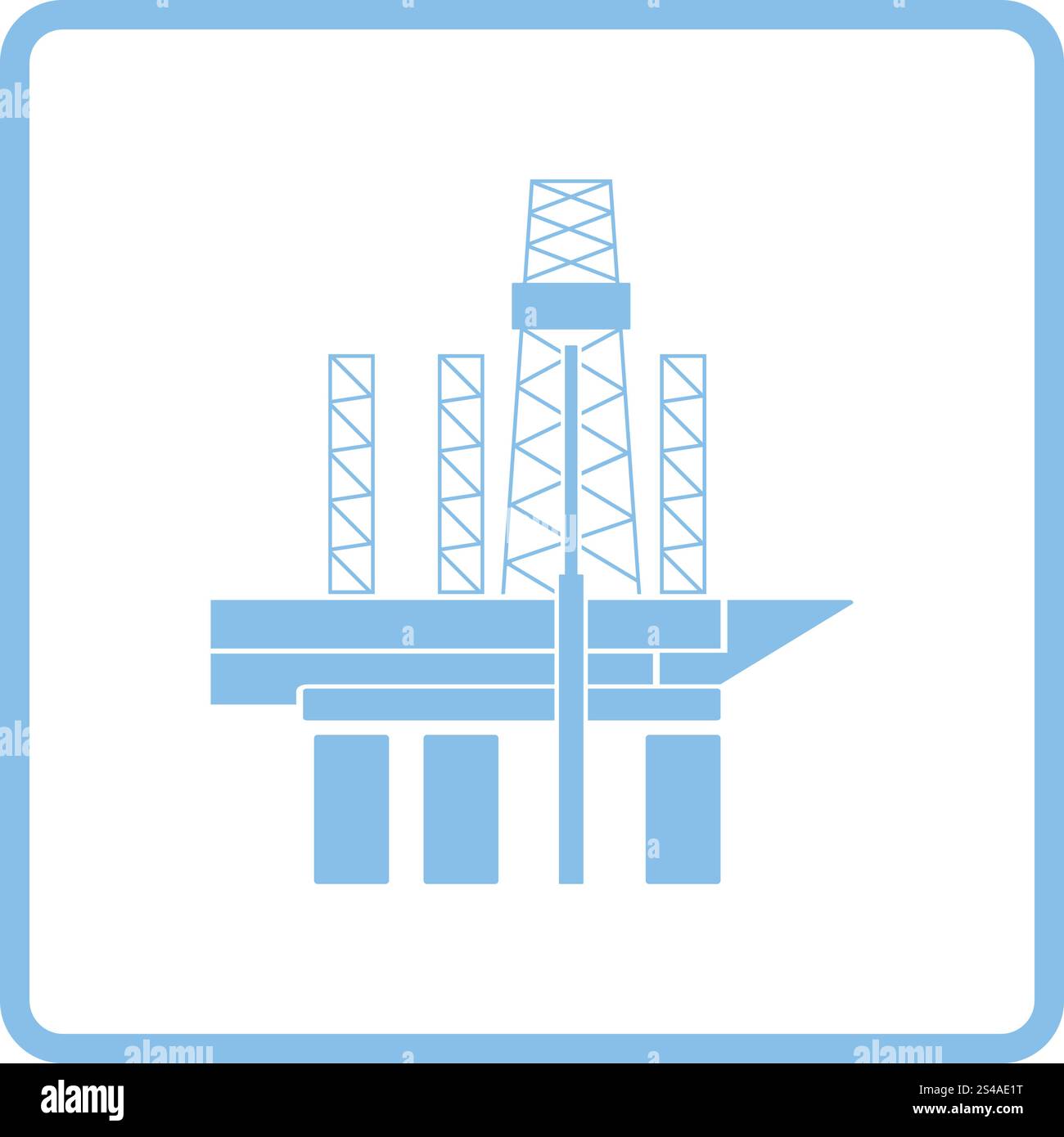 Oil sea platform icon. Blue frame design. Vector illustration Stock ...