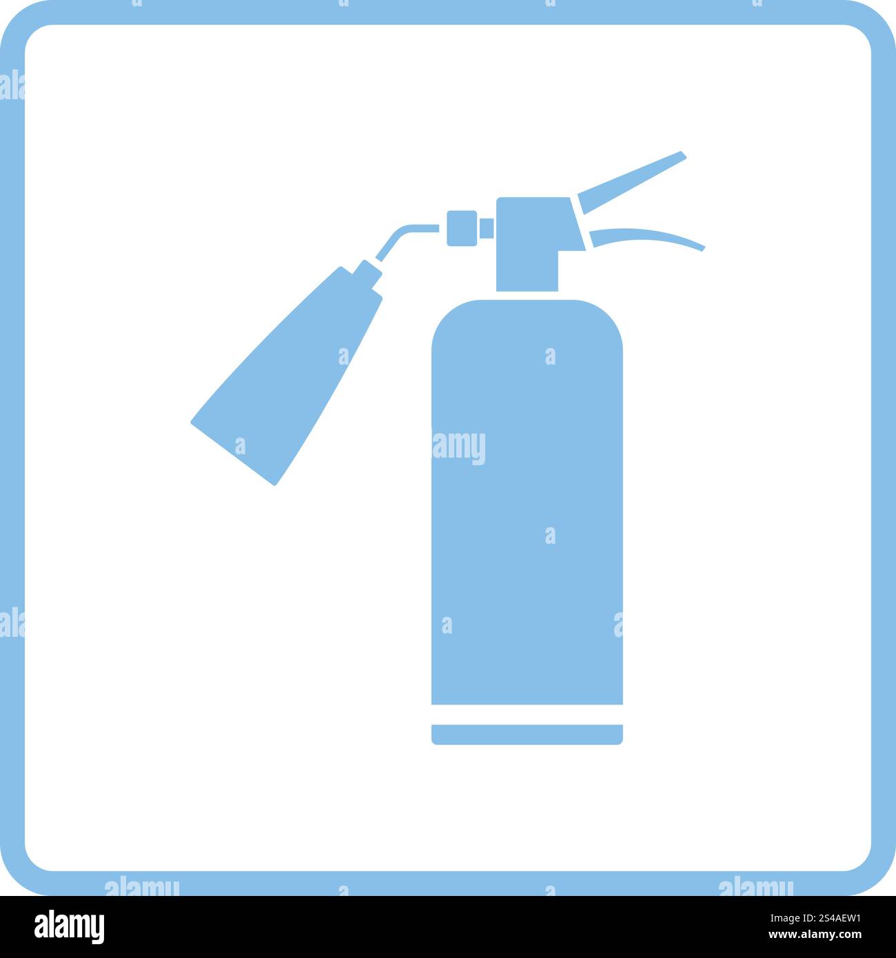 Fire extinguisher icon. Blue frame design. Vector illustration Stock ...