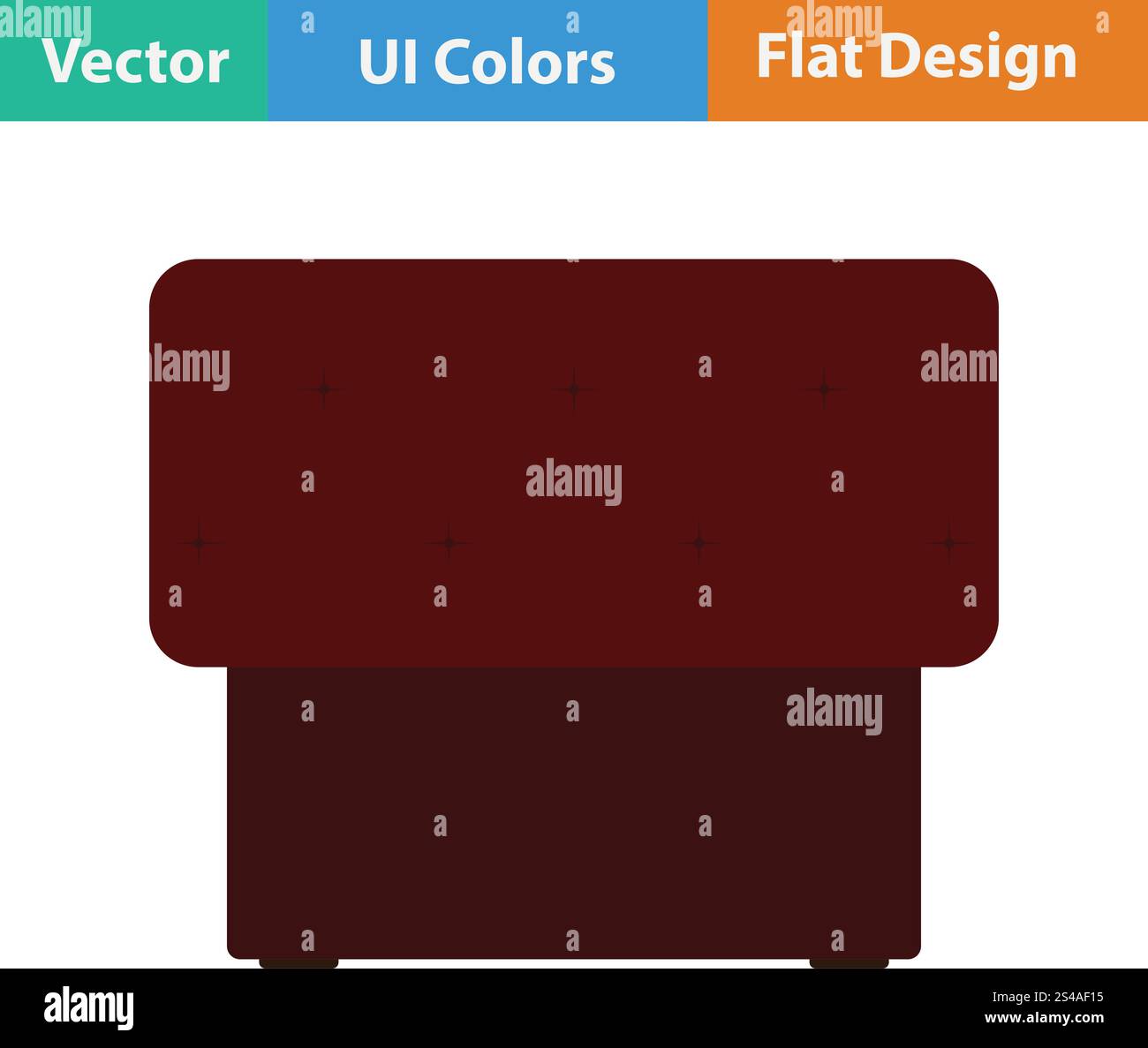 Bedroom pouf icon. Flat design. Vector illustration. Stock Vector