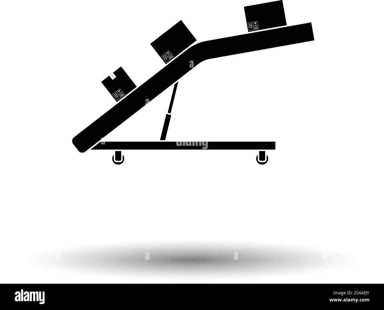 Warehouse transportation system icon. White background with shadow ...