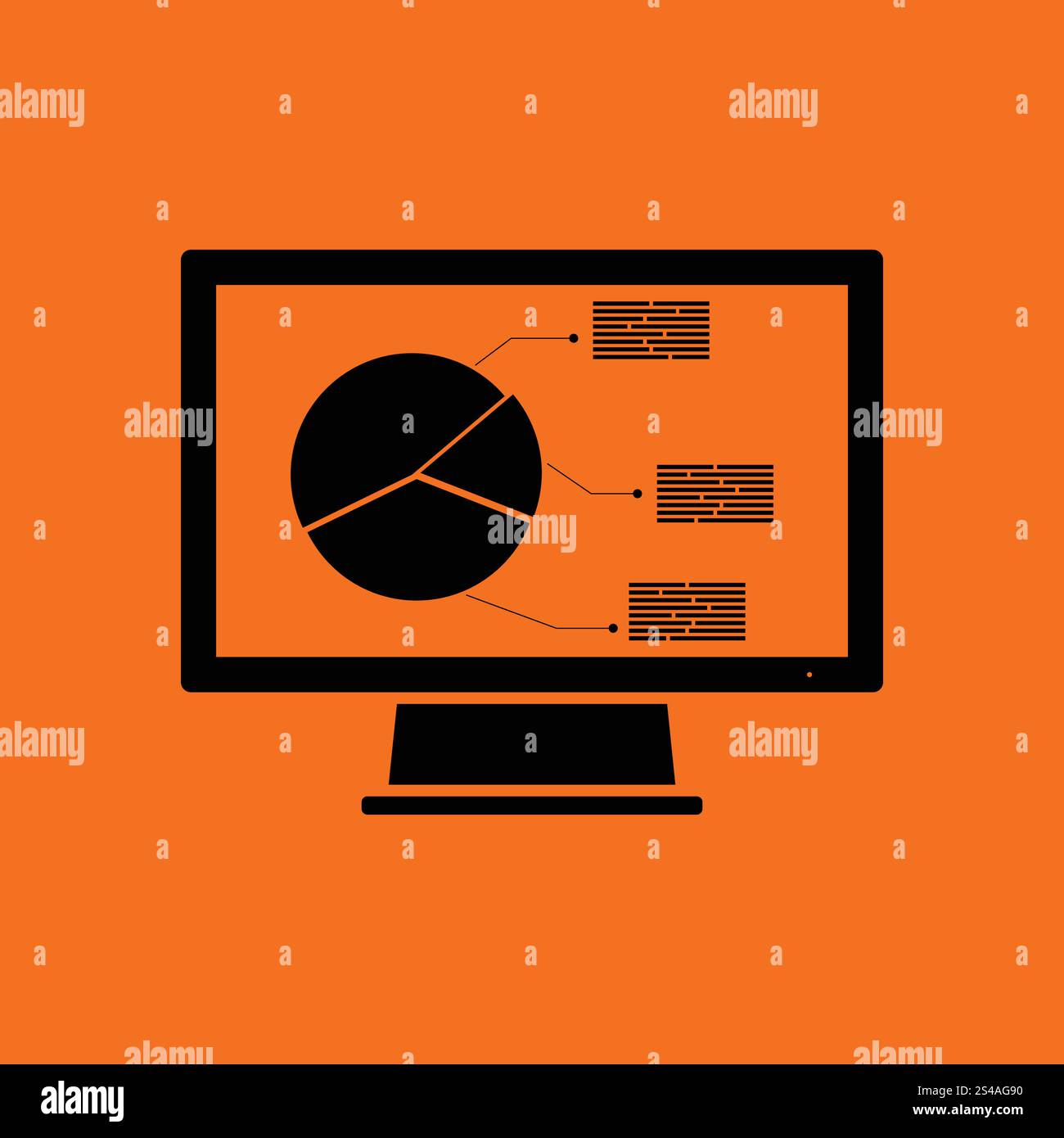 Monitor with analytics diagram icon. Orange background with black ...