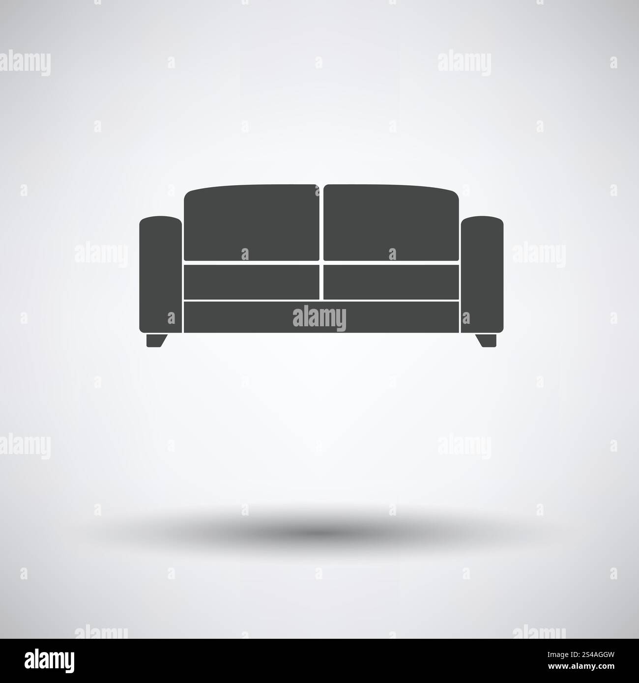 Office sofa icon on gray background, round shadow. Vector illustration ...