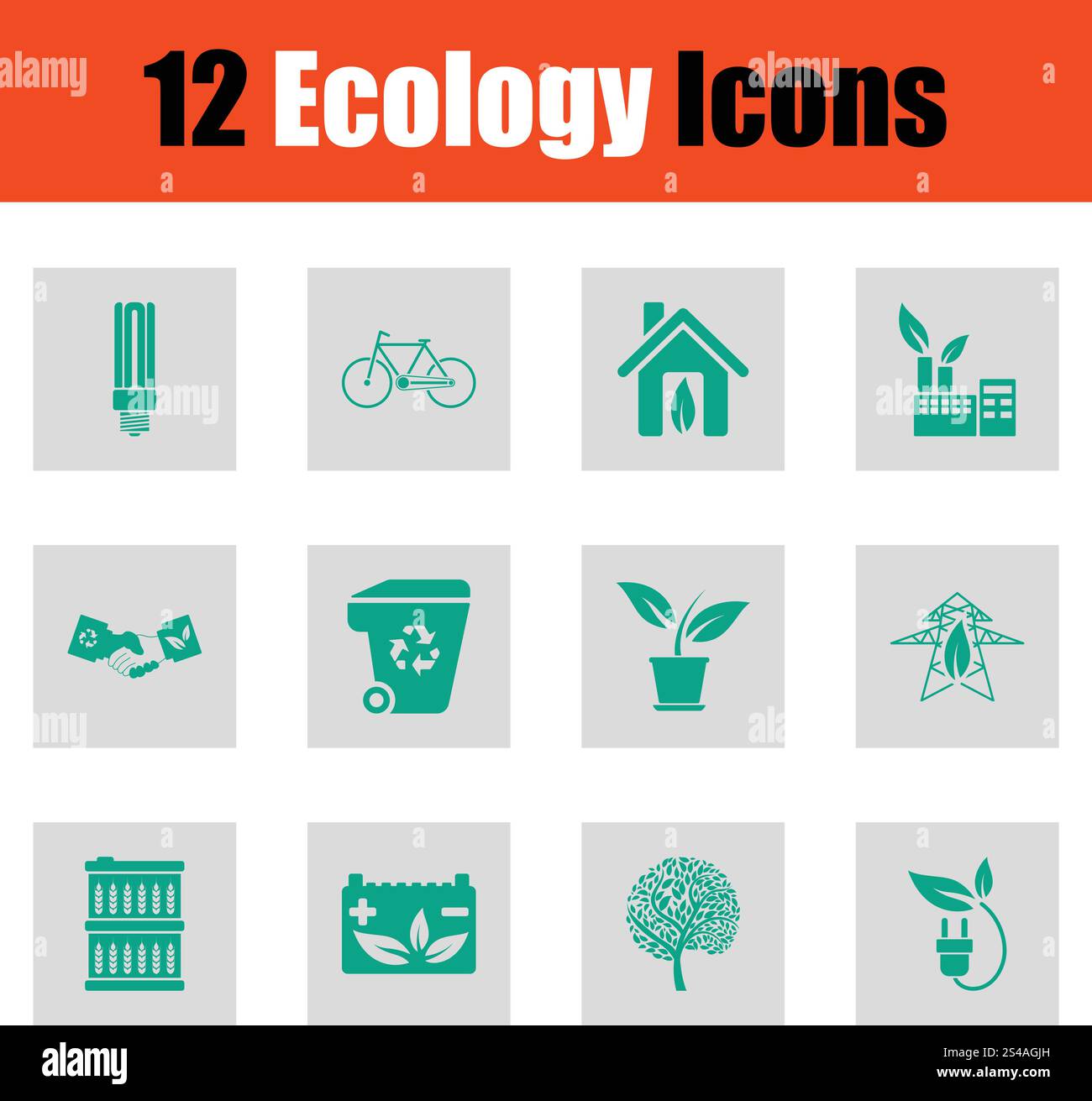 Ecology icon set. Green on gray design. Vector illustration Stock ...