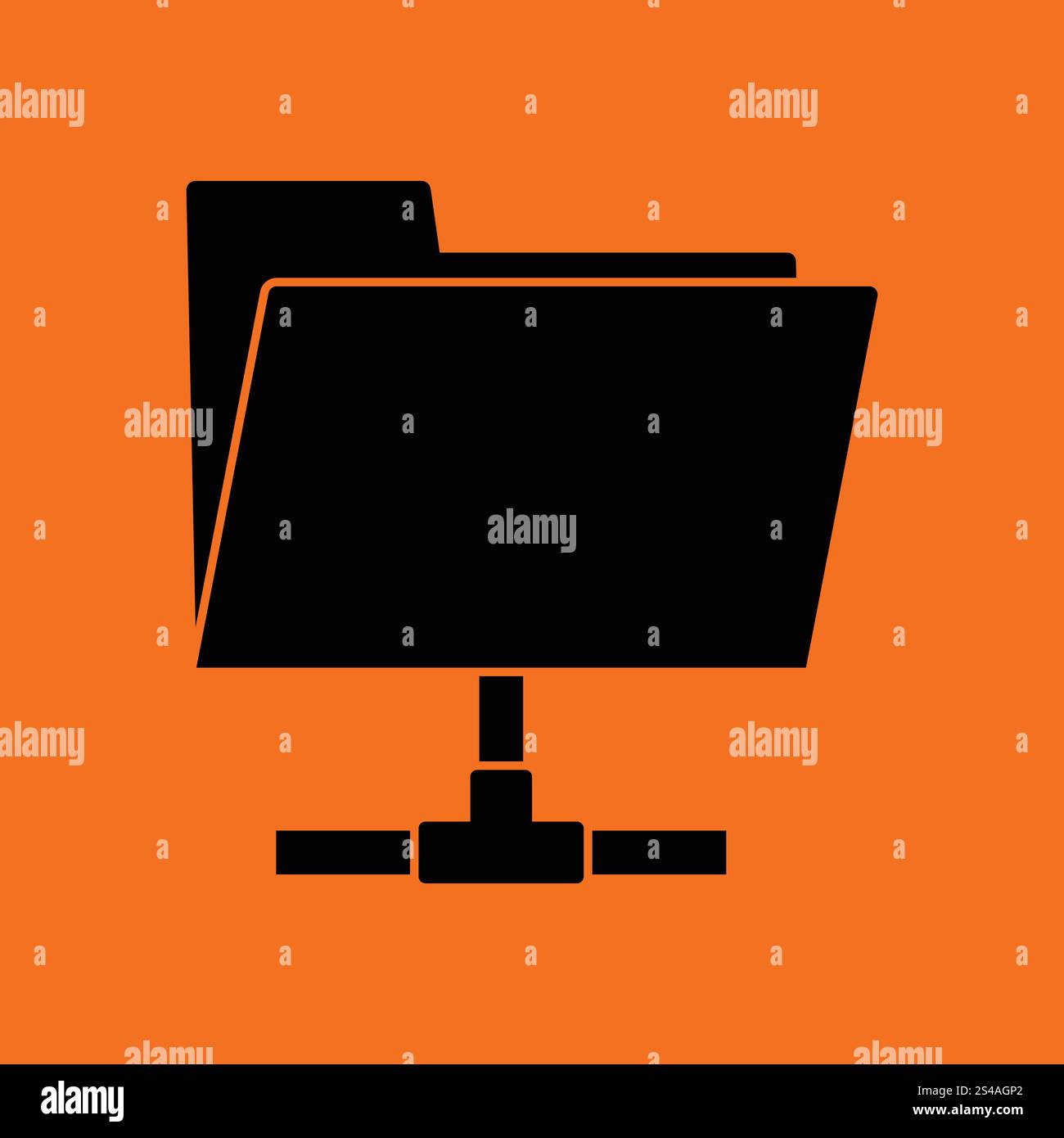 Shared folder icon. Orange background with black. Vector illustration. Stock Vector