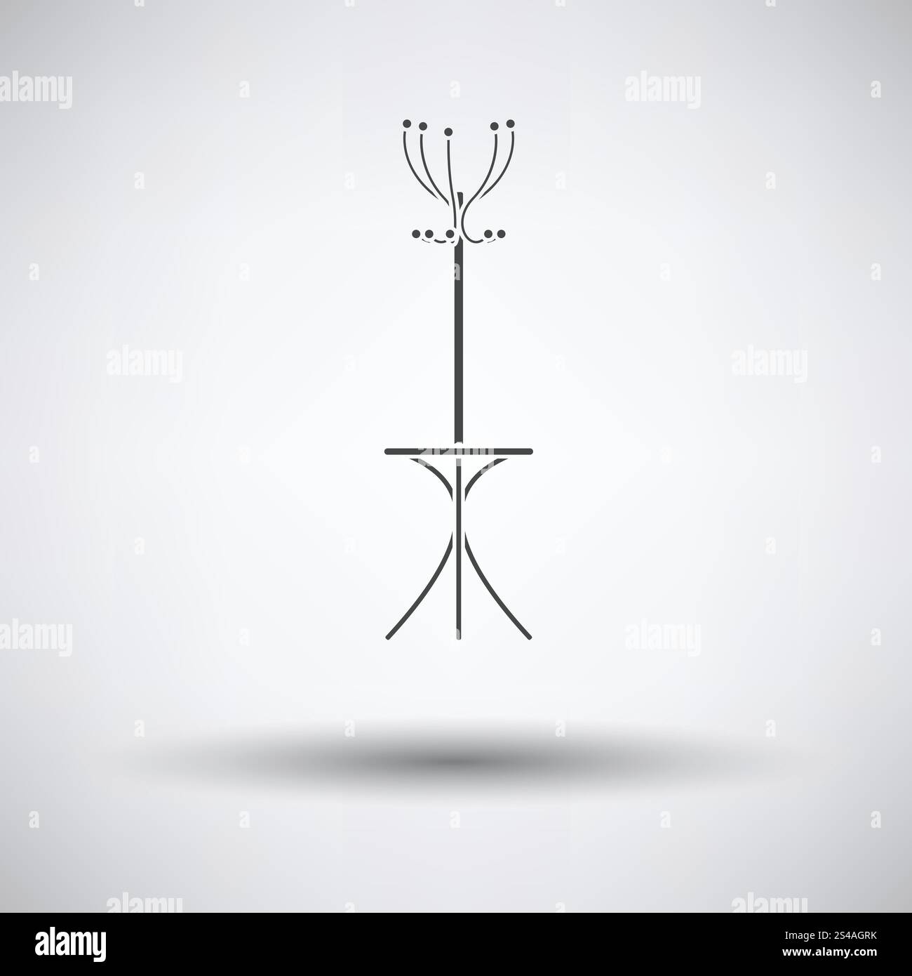 Office coat stand icon on gray background, round shadow. Vector ...