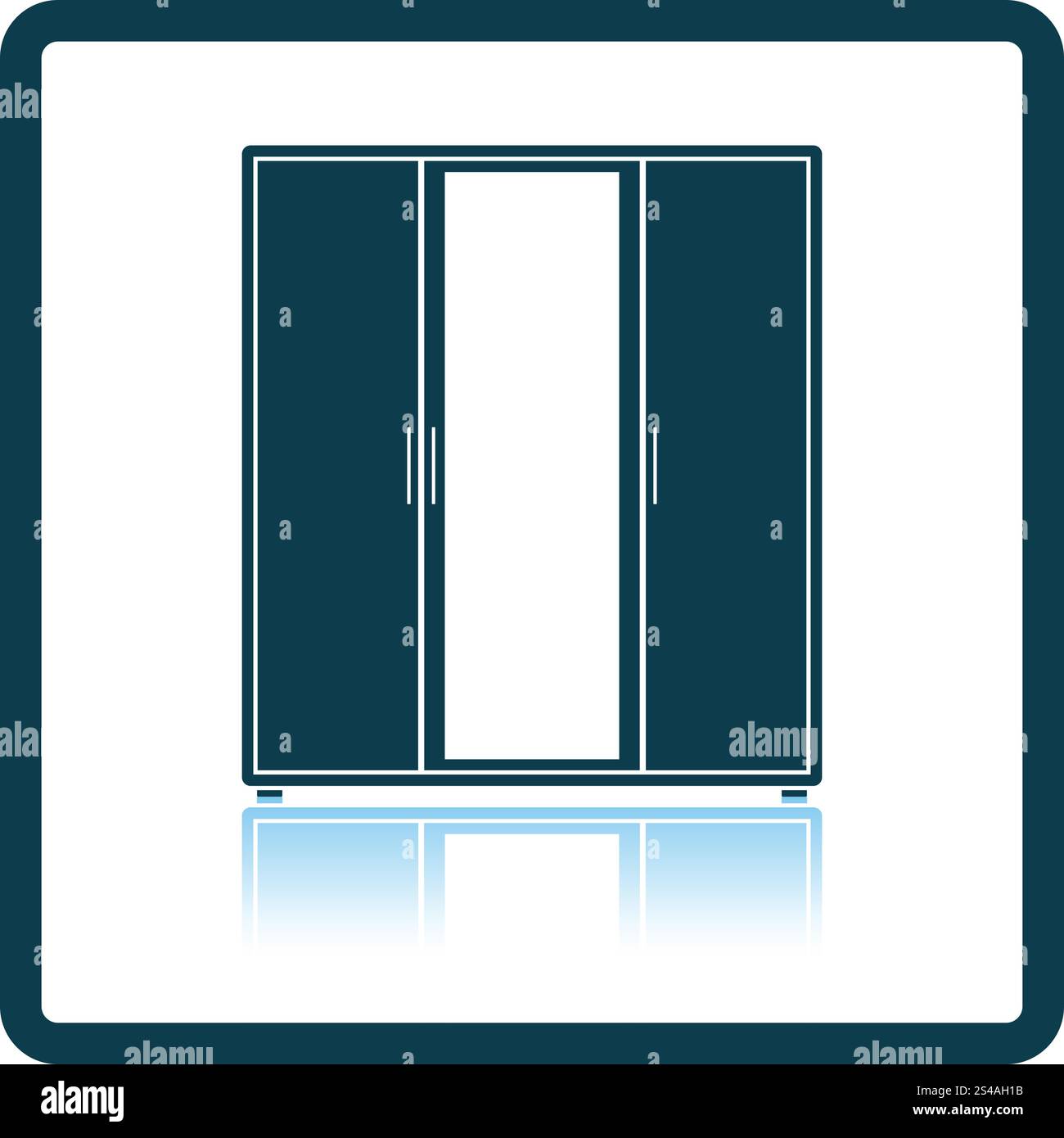 Wardrobe with mirror icon. Shadow reflection design. Vector illustration. Stock Vector