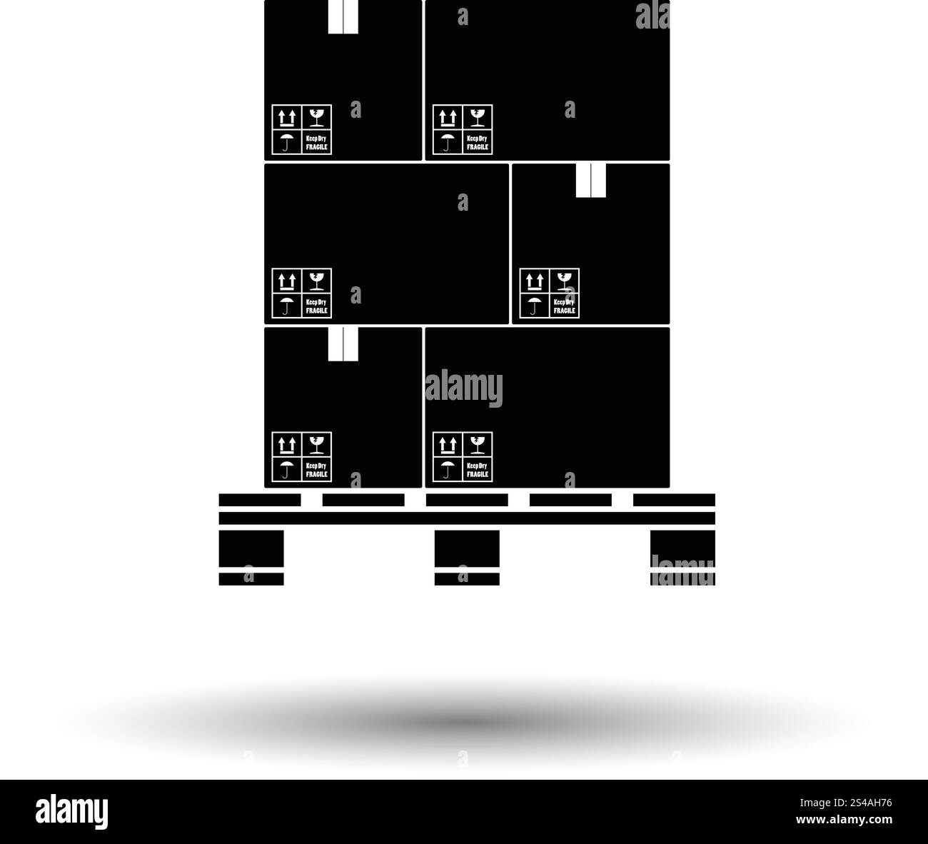 Cardboard package boxes on pallet icon. White background with shadow ...