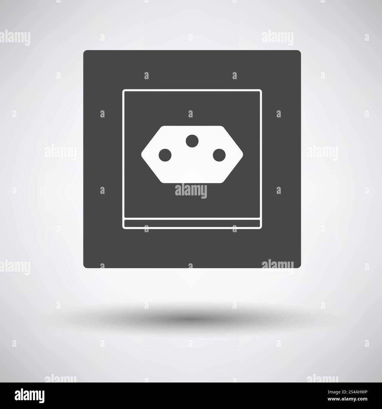 Swiss electrical socket icon on gray background, round shadow. Vector ...