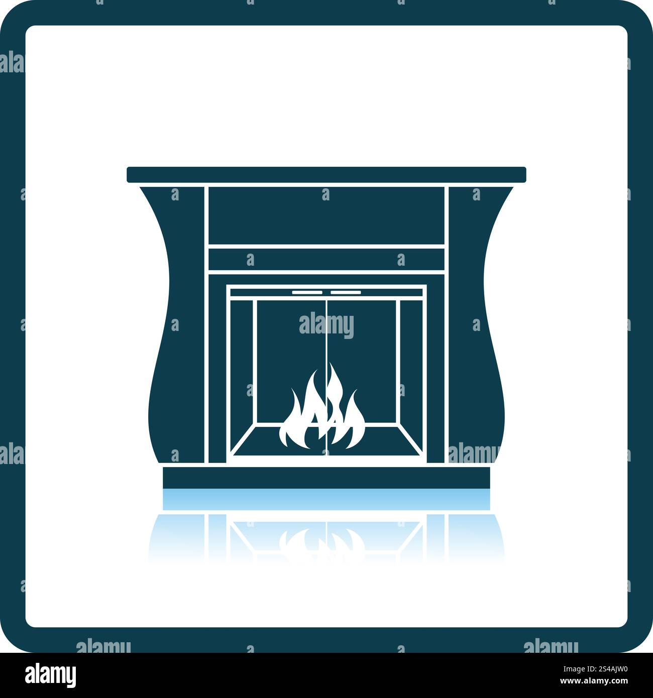 Fireplace with doors icon. Shadow reflection design. Vector ...