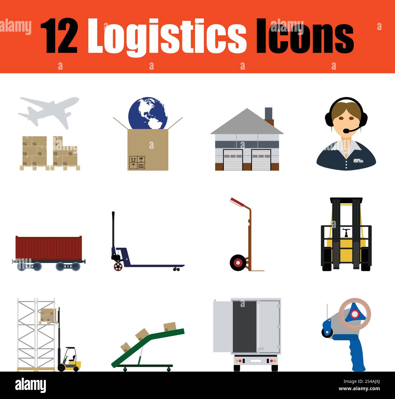 Flat design logistics icon set in ui colors. Vector illustration Stock ...