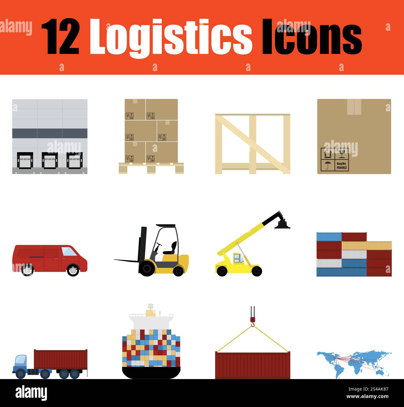 Flat design logistics icon set in ui colors. Vector illustration Stock ...