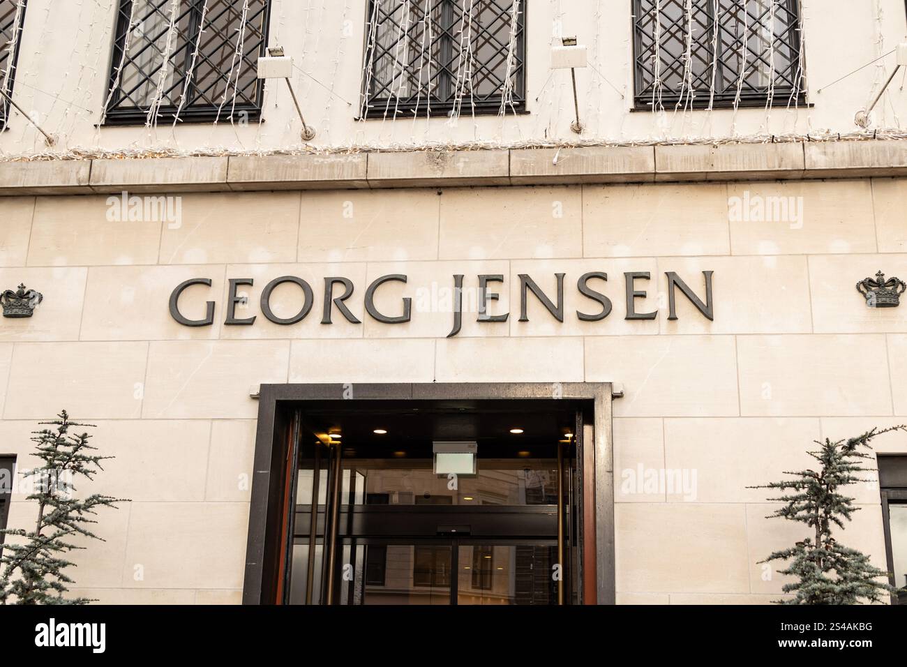 Denmark. 07th Jan, 2025. In this photo, a logo of Georg Jensen jewelry and watch store is seen on the Strøget pedestrian street. (Photo by Kristian Tuxen Ladegaard Berg/SOPA Images/Sipa USA) Credit: Sipa USA/Alamy Live News Stock Photo