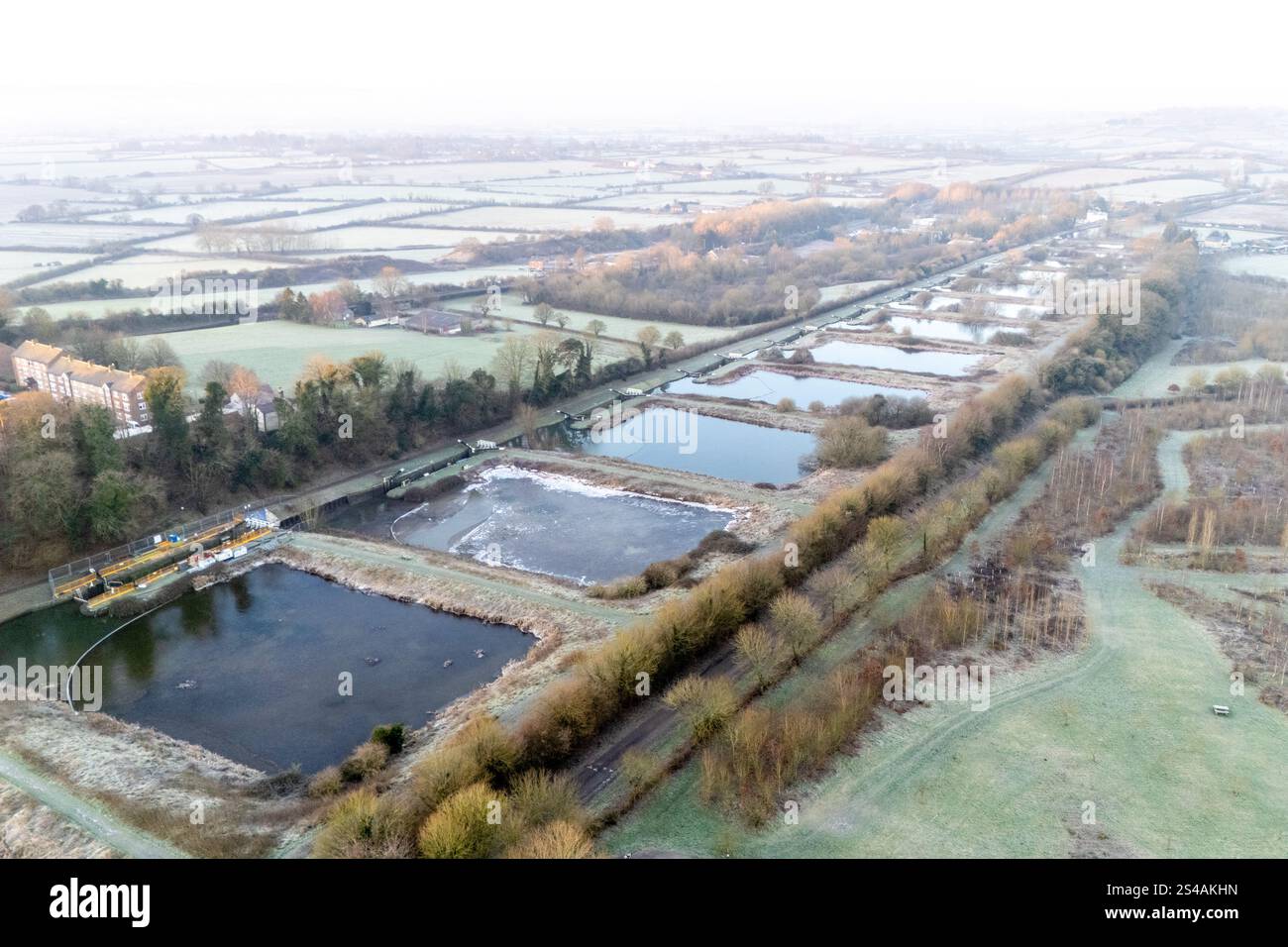 Ice forms on the water as the temperature hits -4C (minus four) during ...