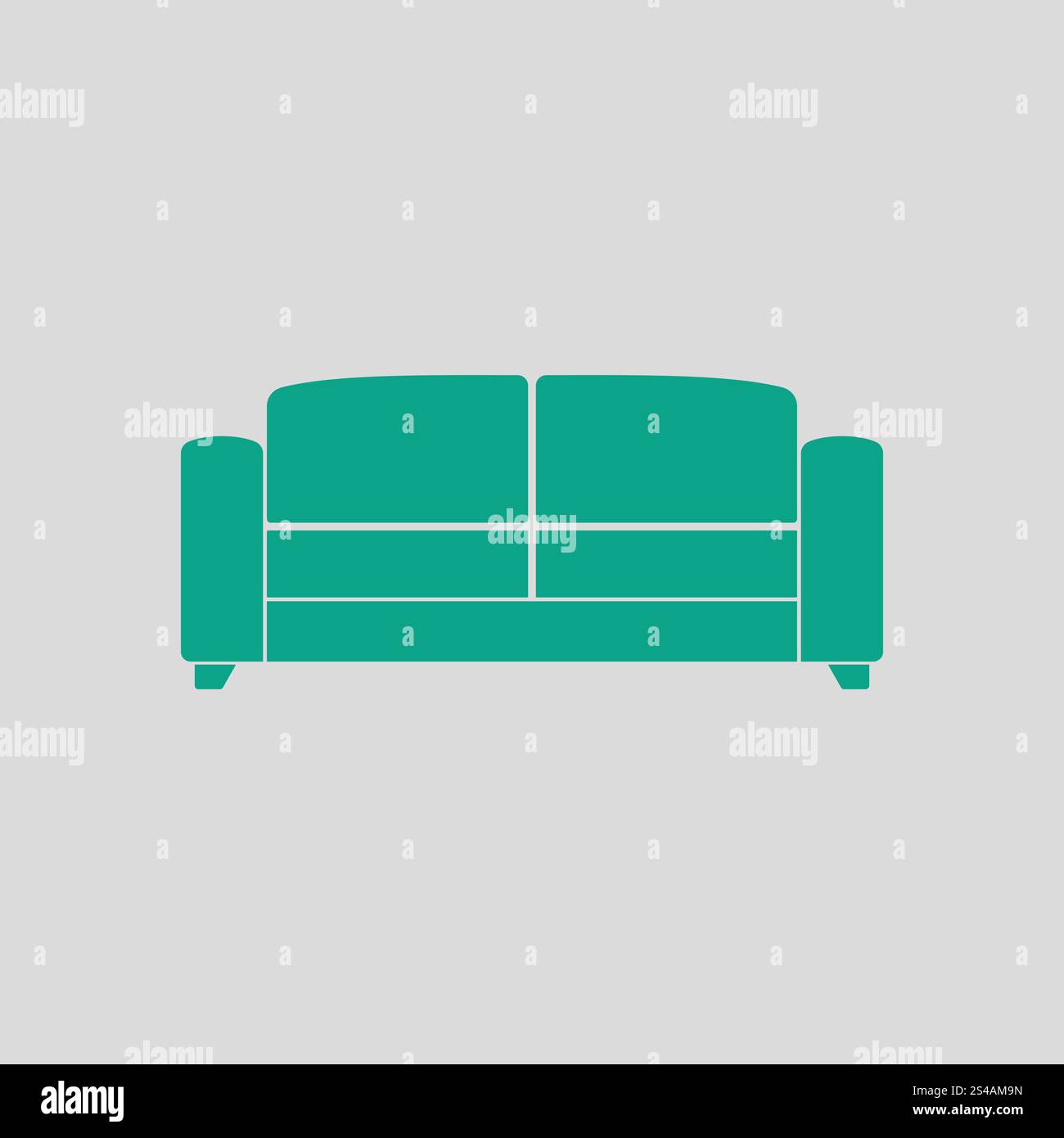 Office sofa icon. Gray background with green. Vector illustration. Stock Vector