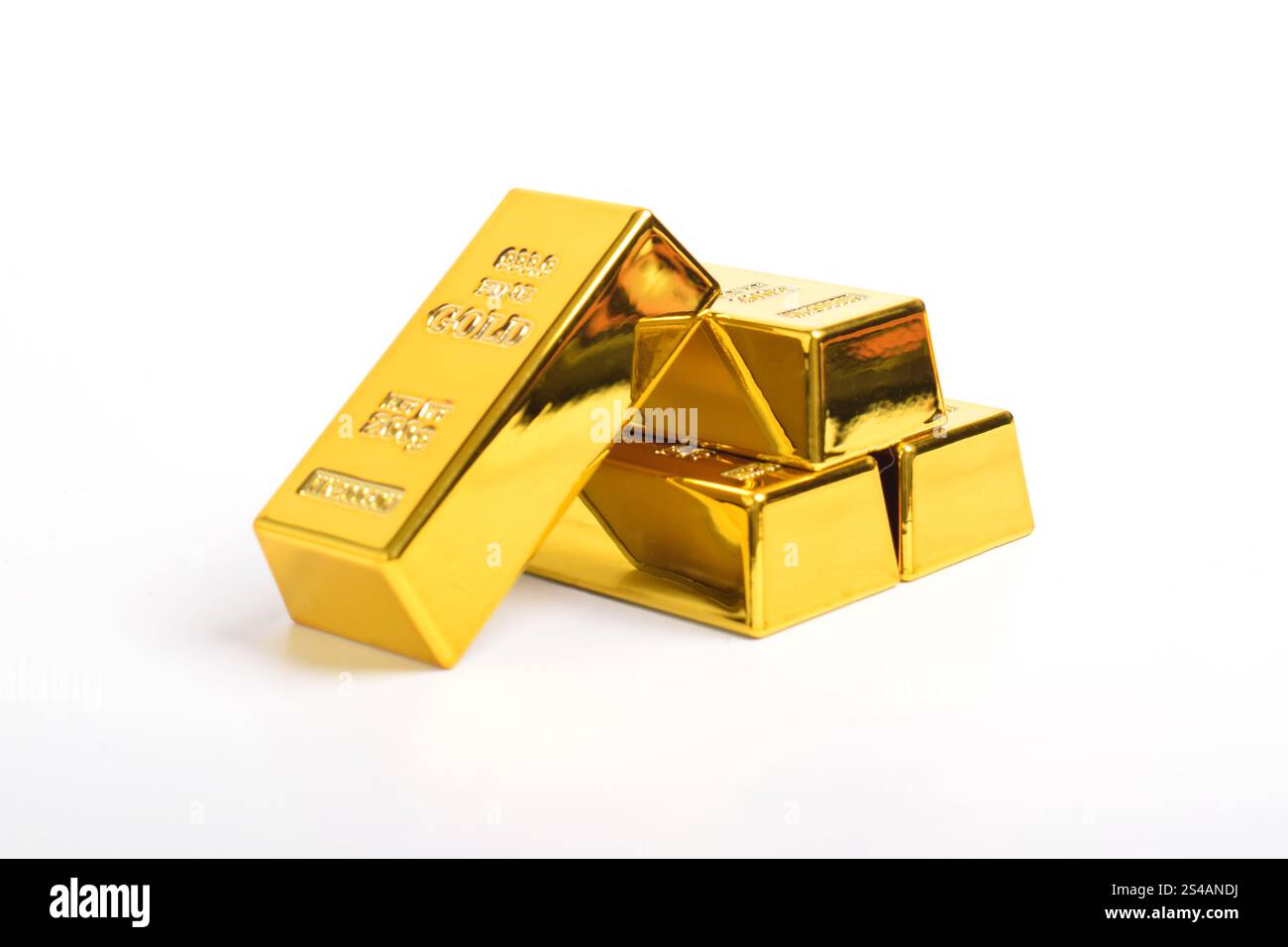Stack of shiny gold bars isolated on white background Stock Photo - Alamy