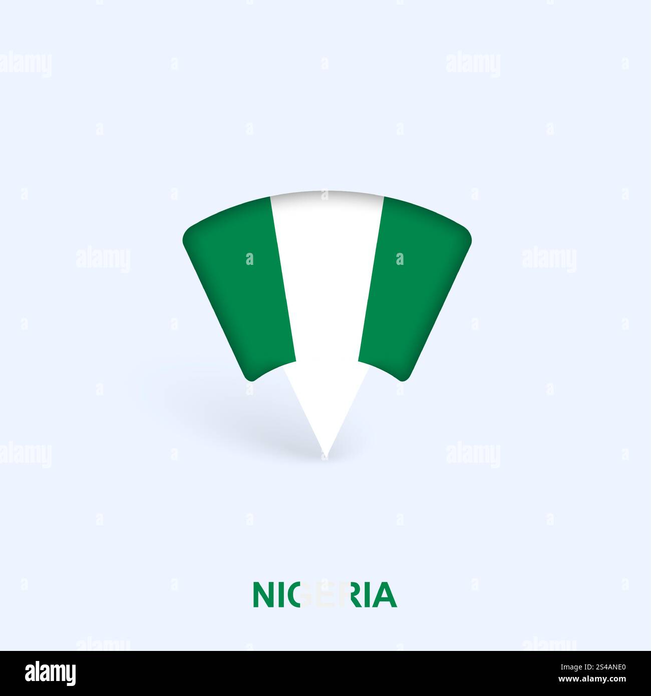 Nigeria Flag Map Pointer Design with Shadow. Vector illustrator. Stock Vector