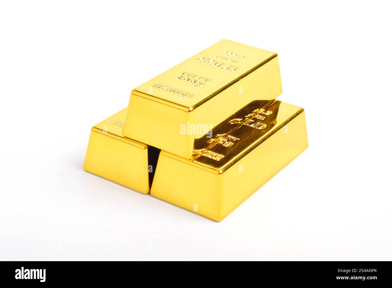 Stack of shiny gold bars isolated on white background Stock Photo - Alamy