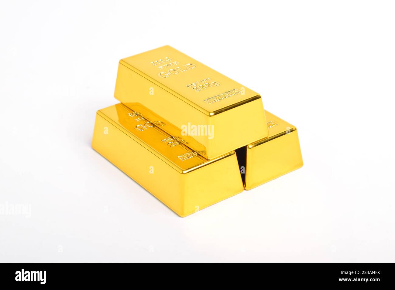 Stack of shiny gold bars isolated on white background Stock Photo - Alamy