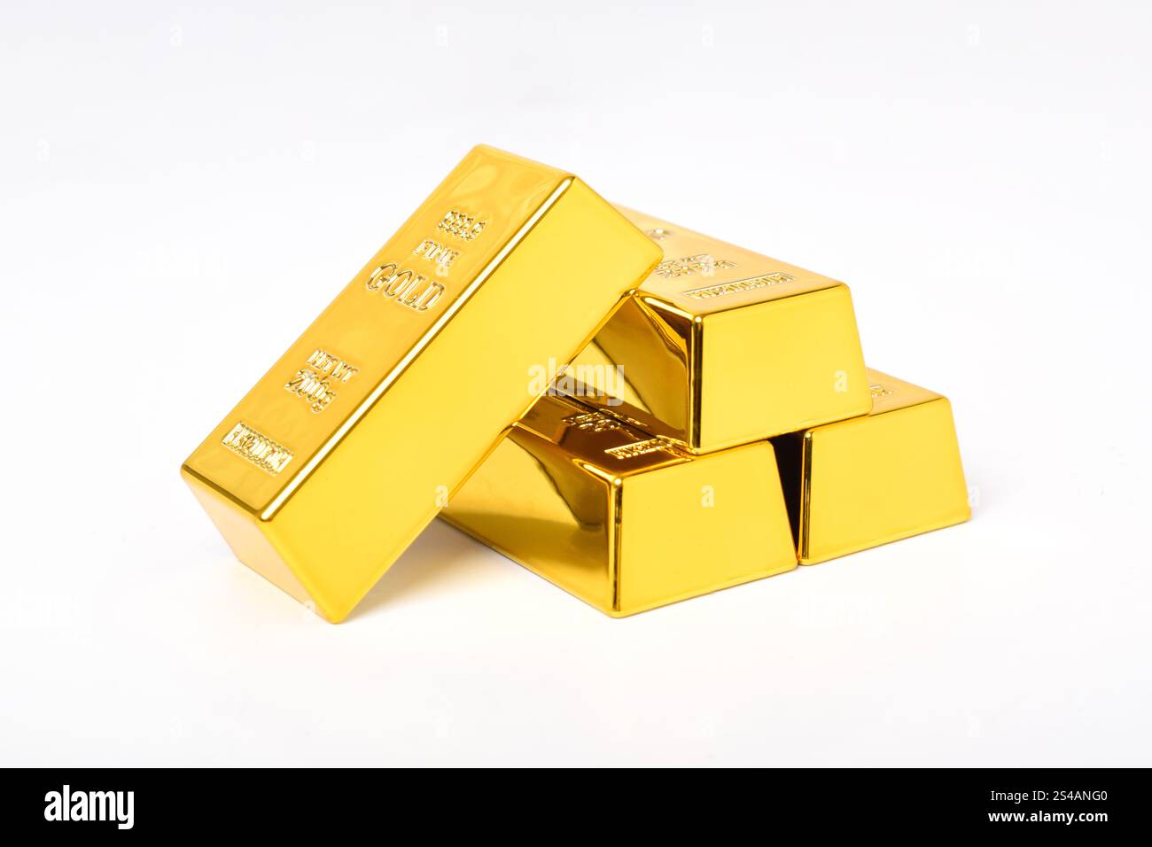 Stack of shiny gold bars isolated on white background Stock Photo - Alamy