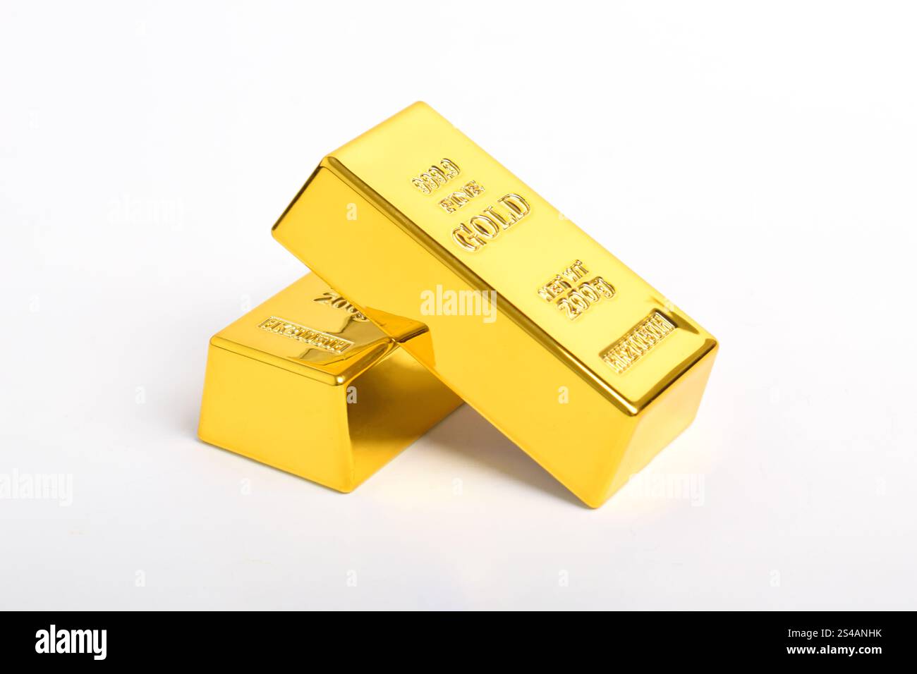 Stack of shiny gold bars isolated on white background Stock Photo - Alamy