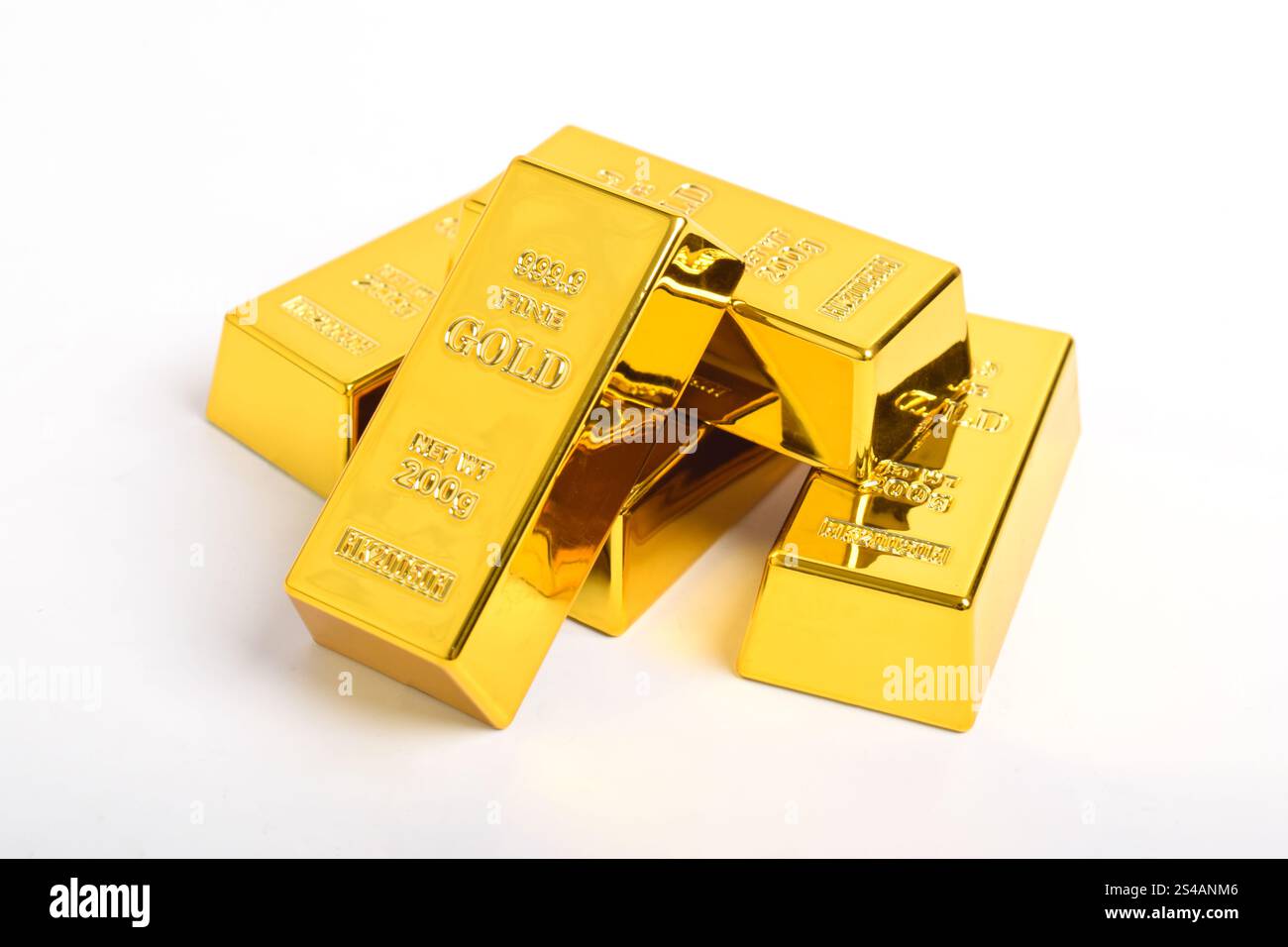 Stack of shiny gold bars isolated on white background Stock Photo - Alamy