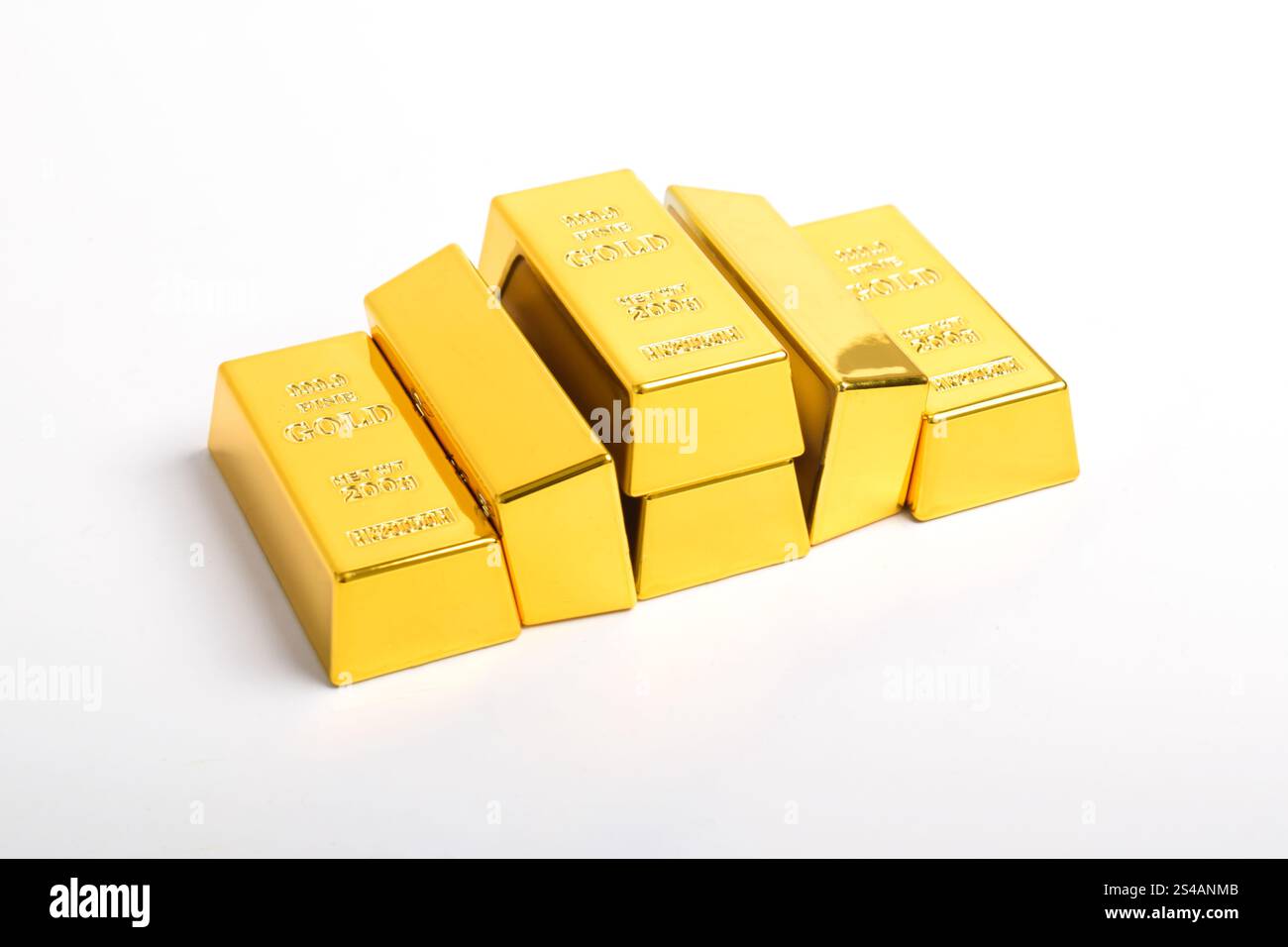 Stack of shiny gold bars isolated on white background Stock Photo - Alamy