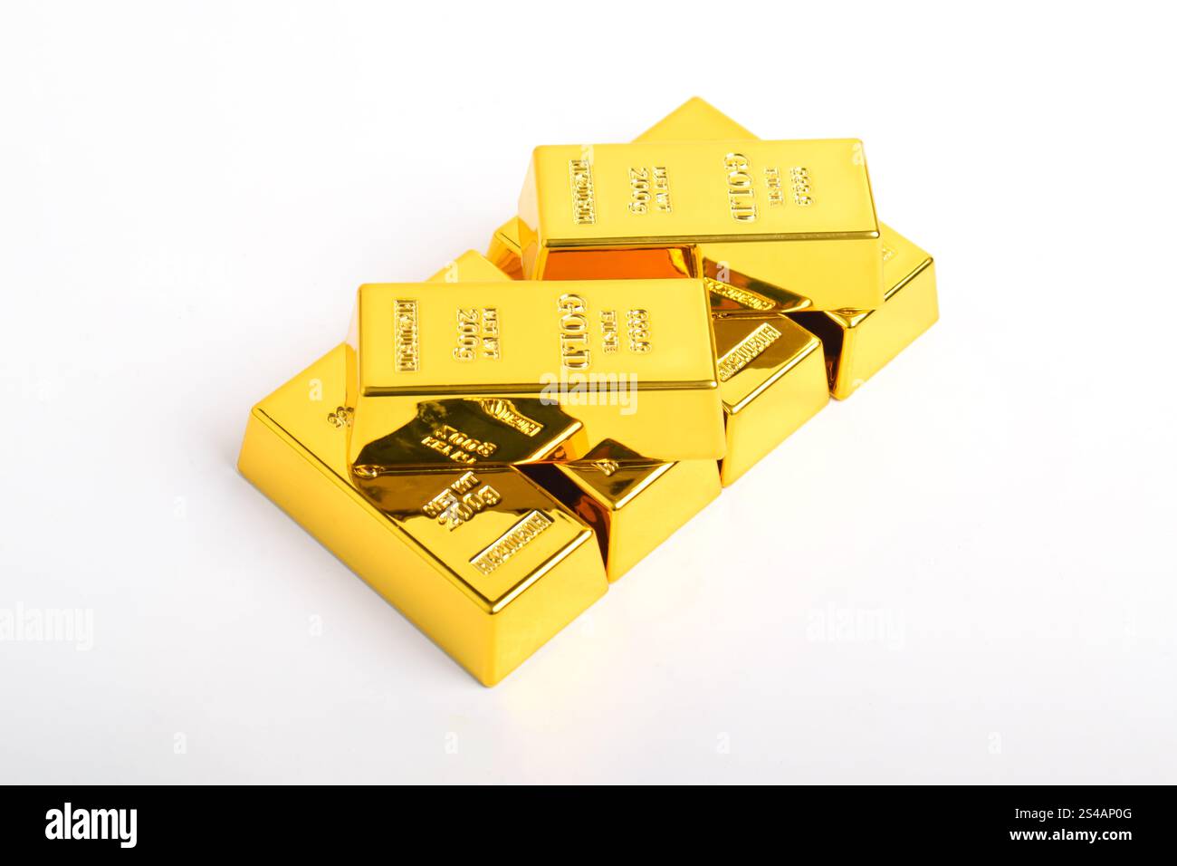 Many shiny gold bars isolated on white background Stock Photo - Alamy