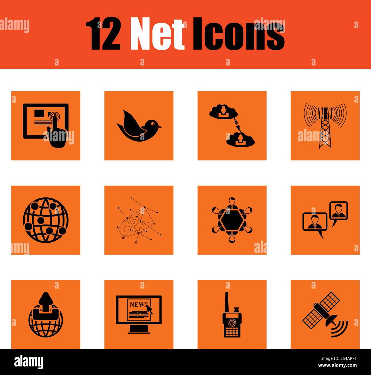 Communication icon set. Orange design. Vector illustration Stock Vector ...