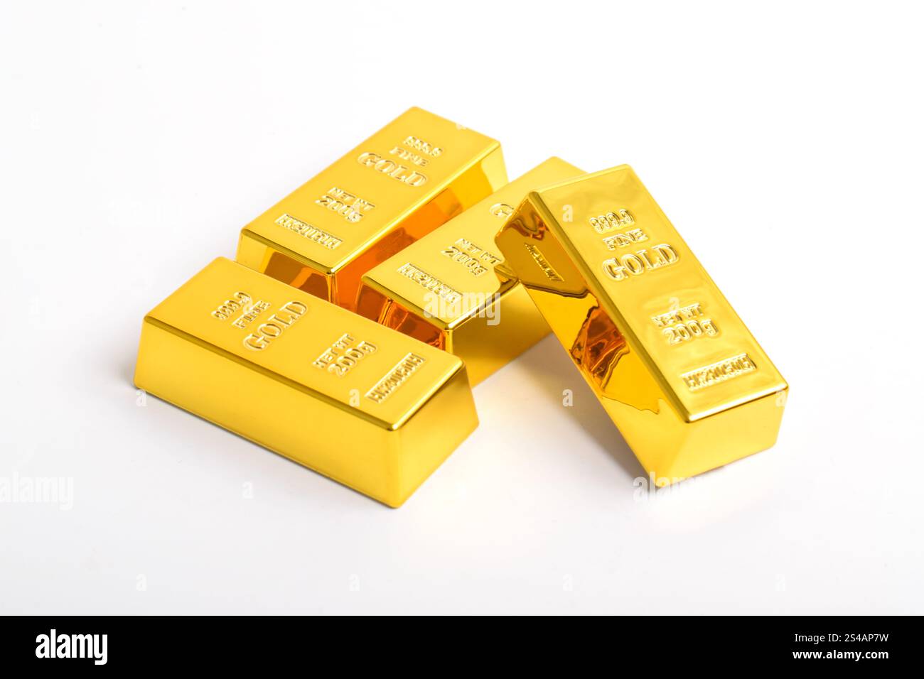Stack of shiny gold bars isolated on white background Stock Photo - Alamy