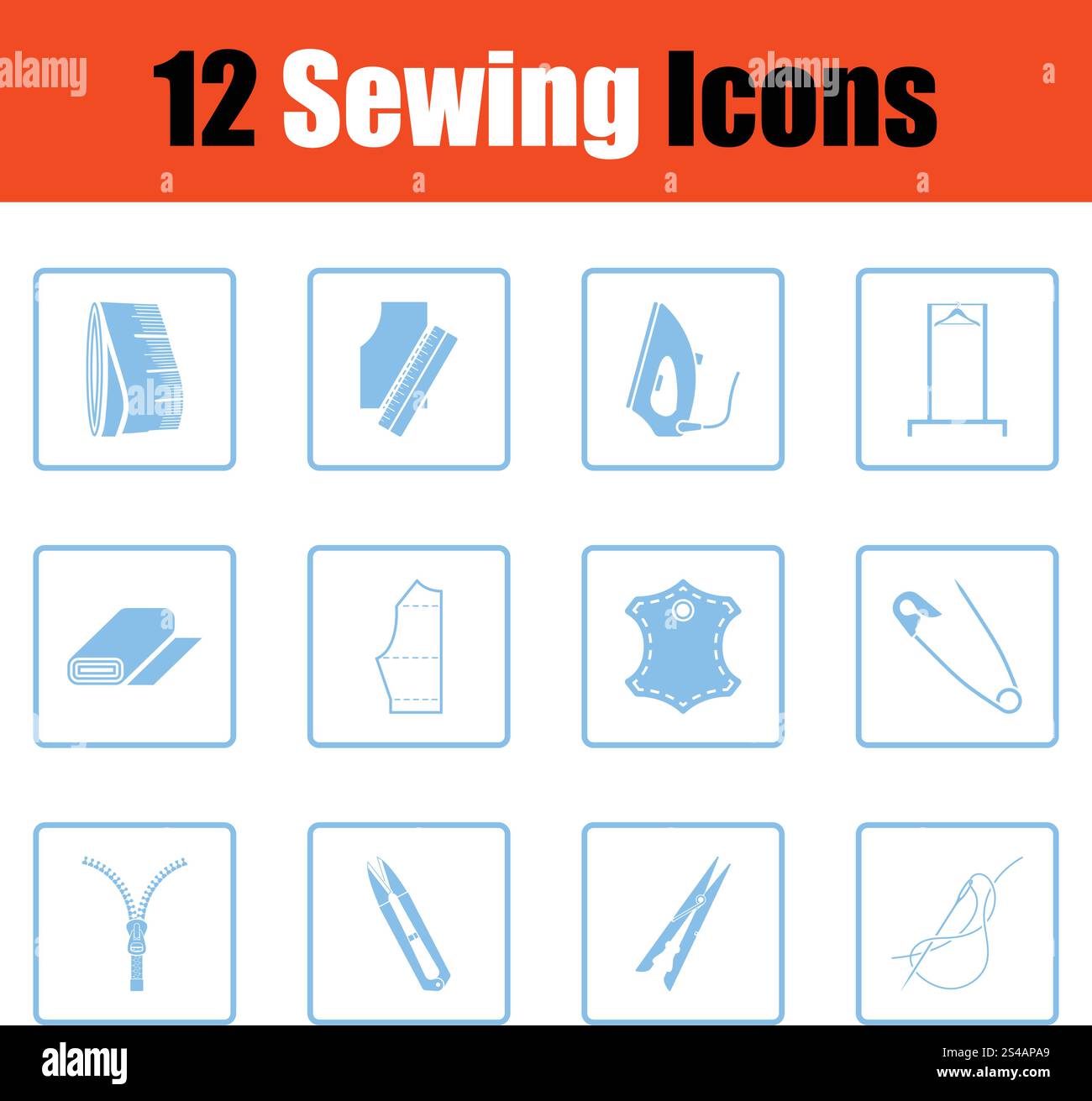 Set of sewing icons. Blue frame design. Vector illustration Stock ...