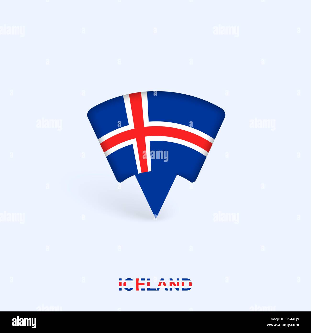 Iceland Flag Map Pointer Design with Shadow. Vector illustrator Stock ...