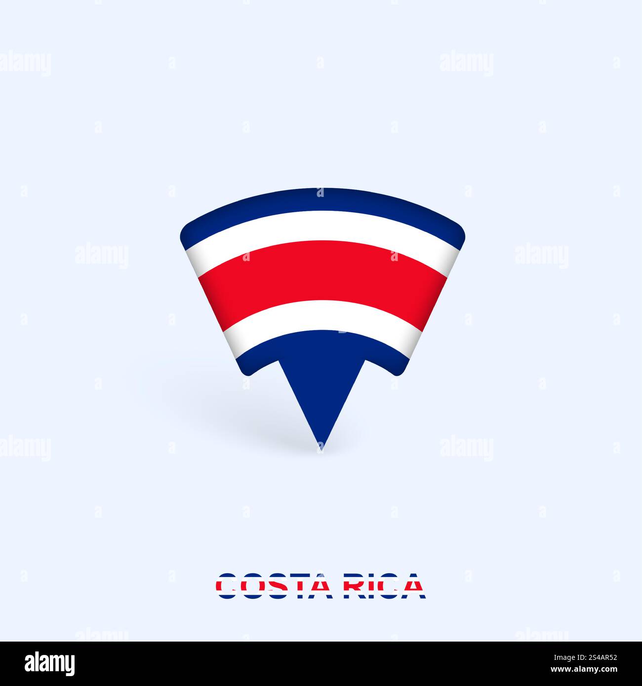Costa Rica Flag Map Pointer Design with Shadow. Vector illustrator ...