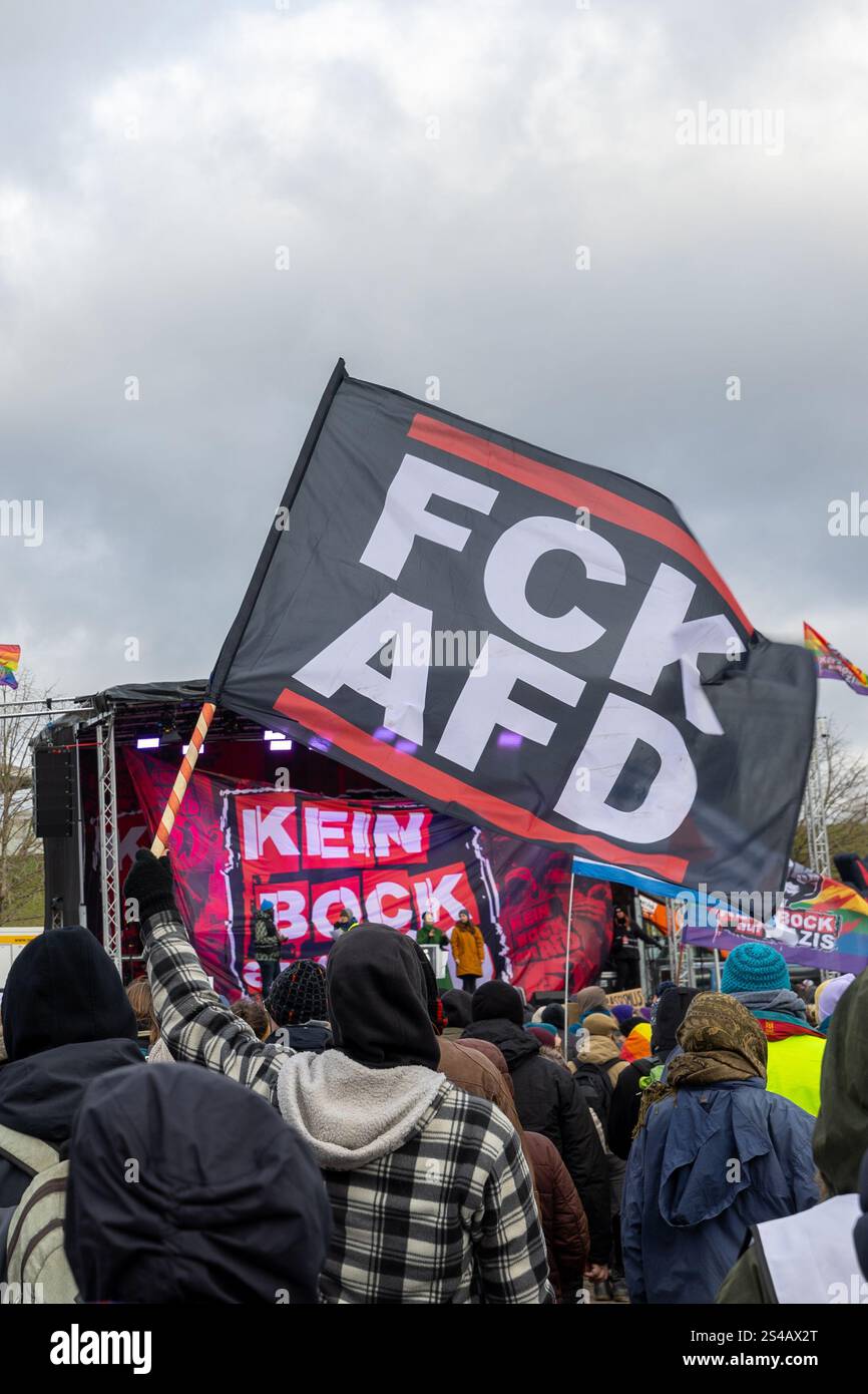 Riesa, Germany. 11th Jan, 2025. The program has begun on the protest ...