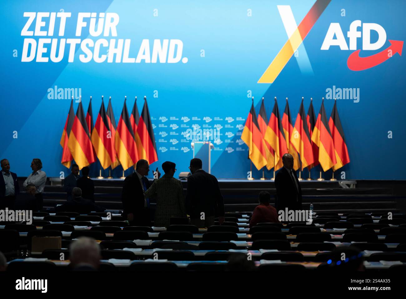 Riesa, Germany. 11th Jan, 2025. Participants of the AfD national party ...
