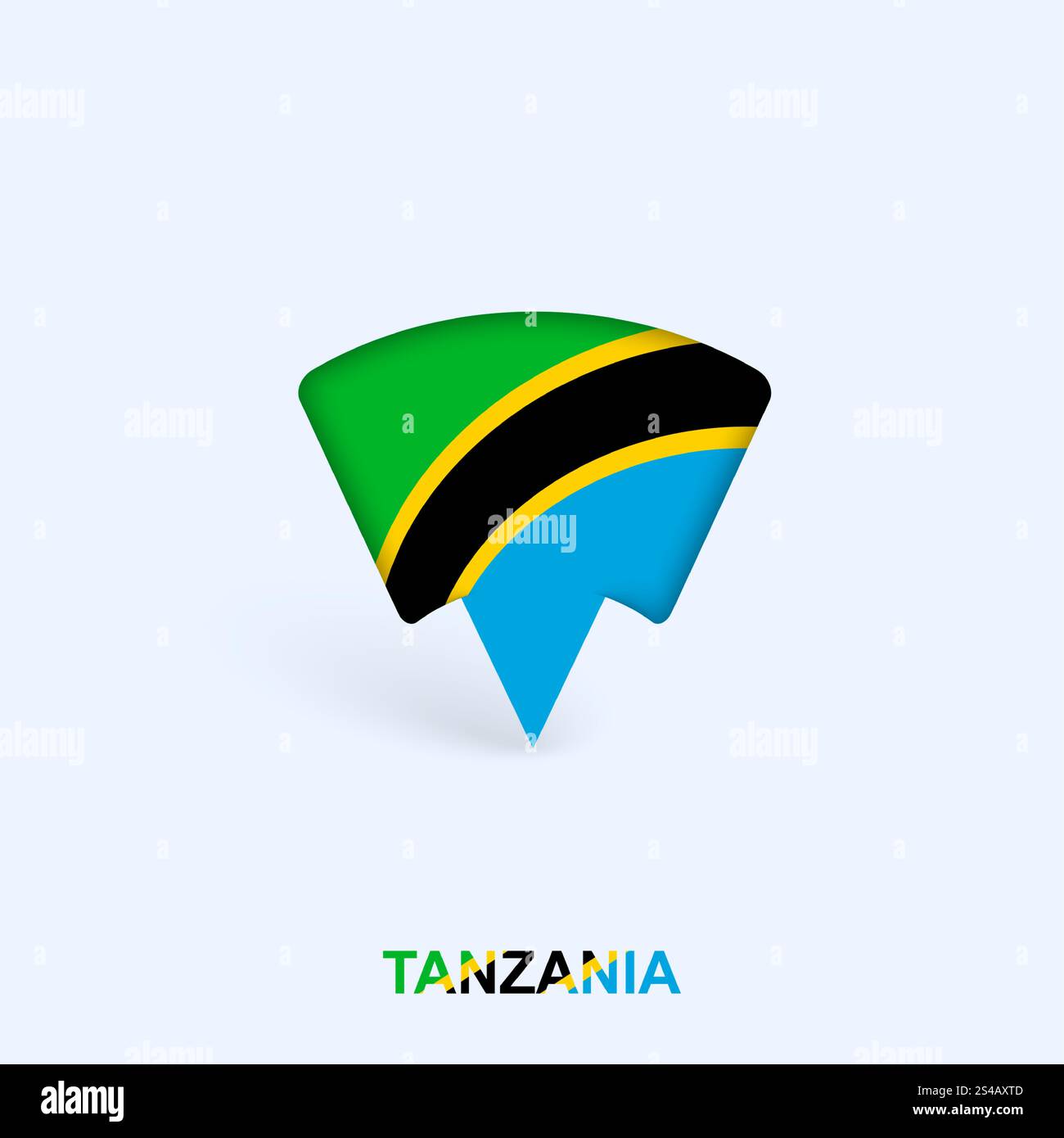Tanzania Flag Map Pointer Design with Shadow. Vector illustrator Stock ...