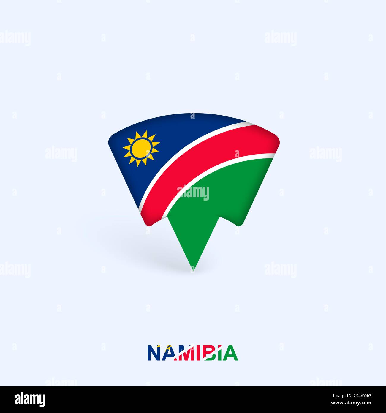 Namibia Flag Map Pointer Design with Shadow. Vector illustrator. Stock Vector