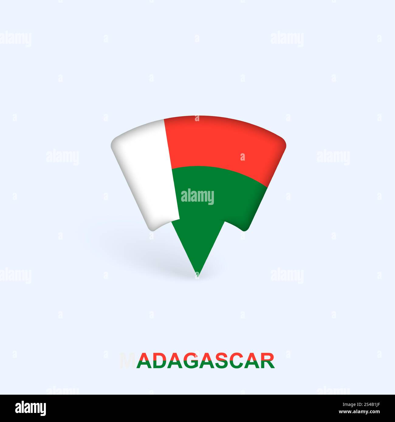 Madagascar Flag Map Pointer Design with Shadow. Vector illustrator ...