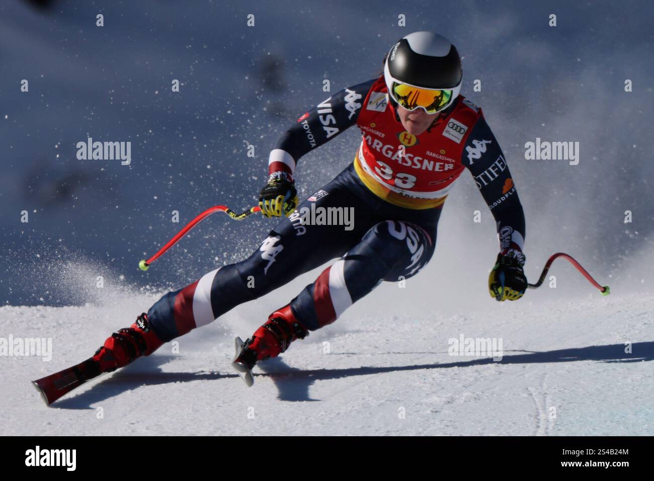 United States' Breezy Johnson speeds down the course during an alpine ...