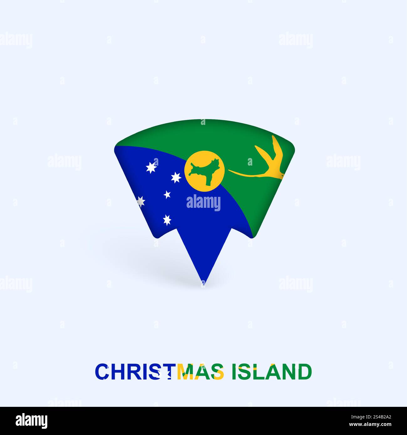 Christmas Island Flag Map Pointer Design With Shadow Vector