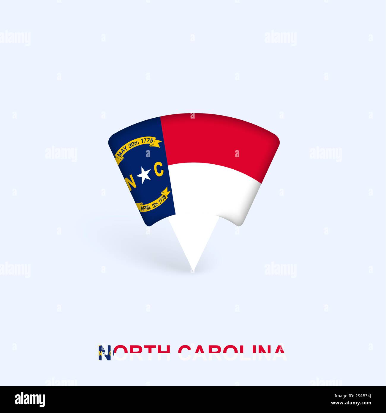 North Carolina Flag Map Pointer Design with Shadow. Vector illustrator ...