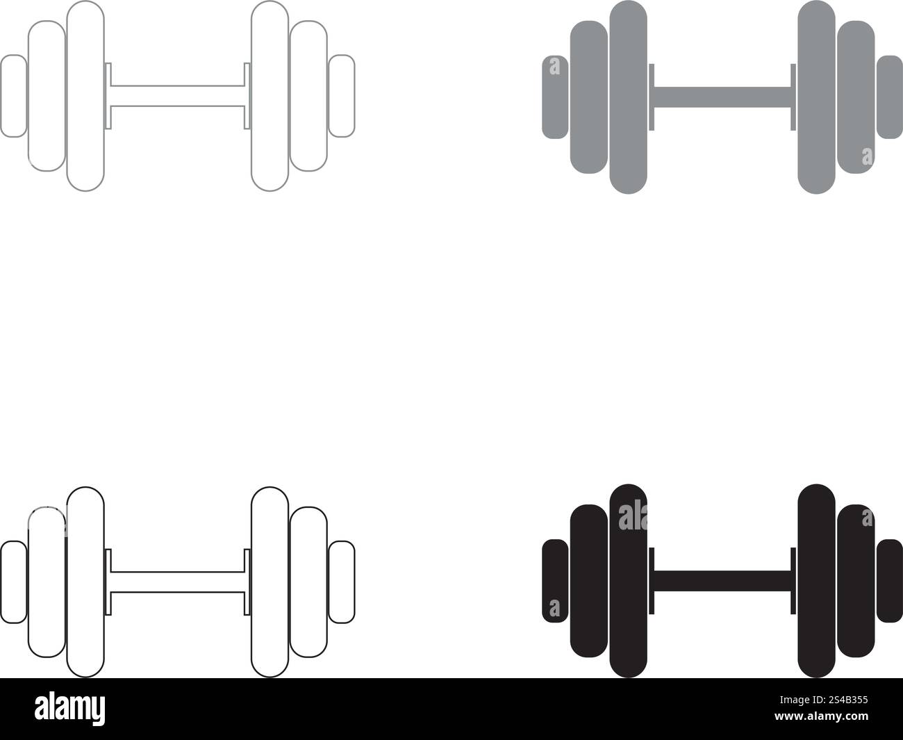Dumbbell the black and grey color set icon .. Dumbbell it is the black ...