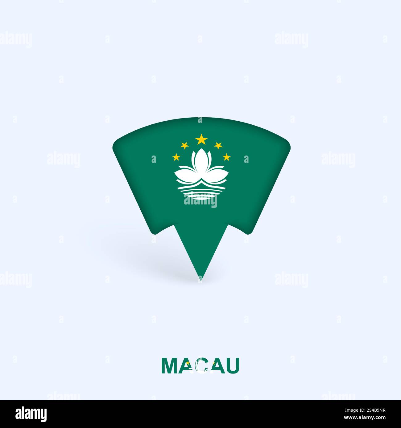 Macau Flag Map Pointer Design with Shadow. Vector illustrator. Stock Vector