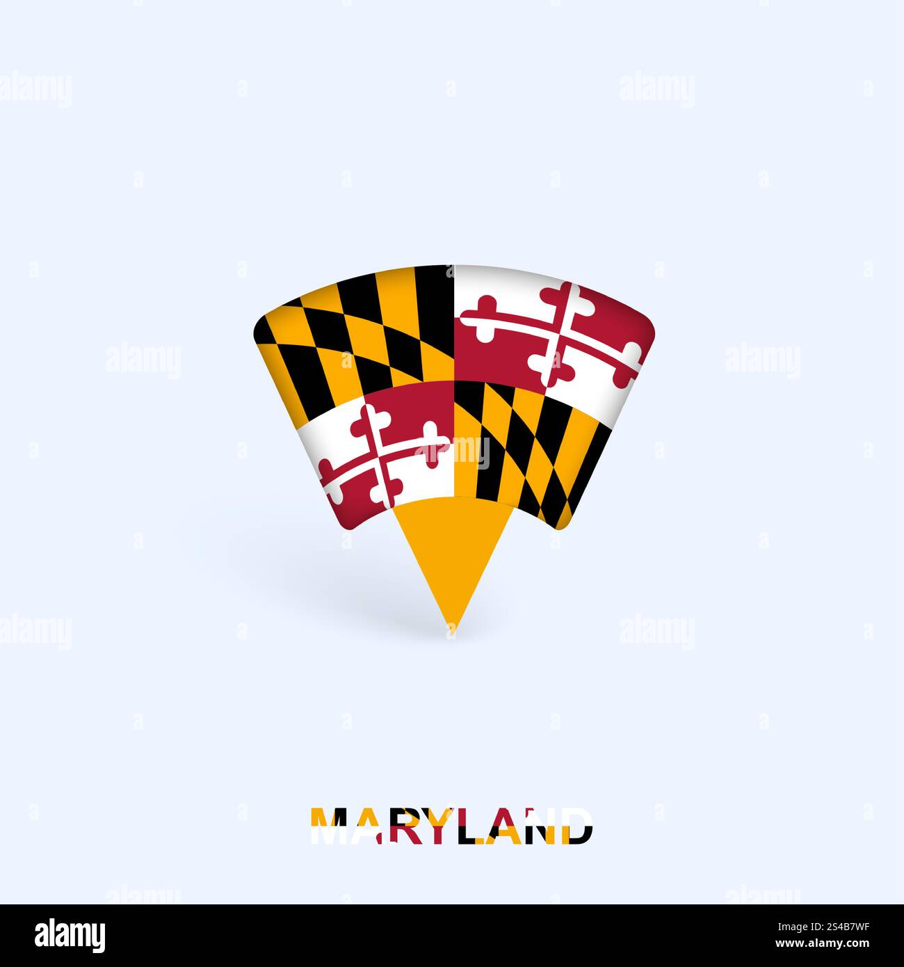 Maryland Flag Map Pointer Design with Shadow. Vector illustrator Stock ...