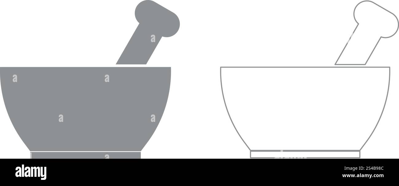 Mortar and pestlegrey set icon . Stock Vector