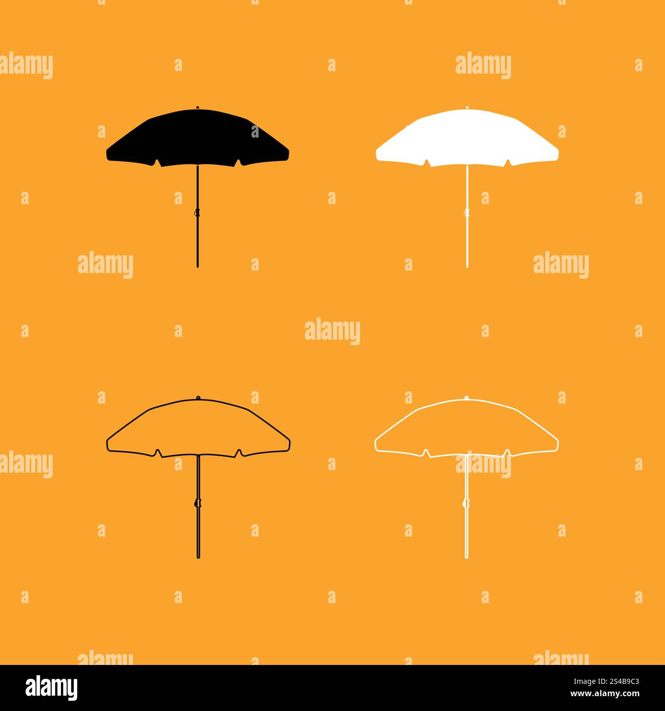 Beach umbrella set black and white icon Stock Vector Image & Art - Alamy