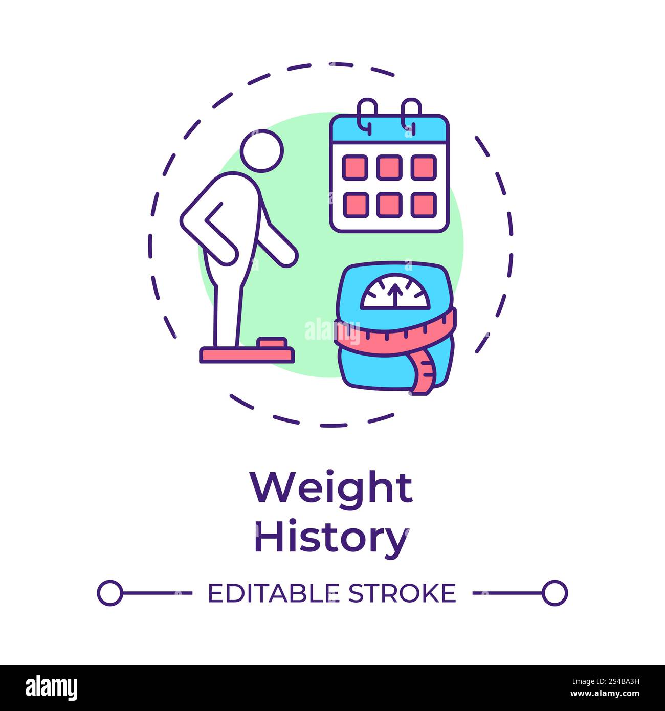 Weight history multi color concept icon Stock Vector
