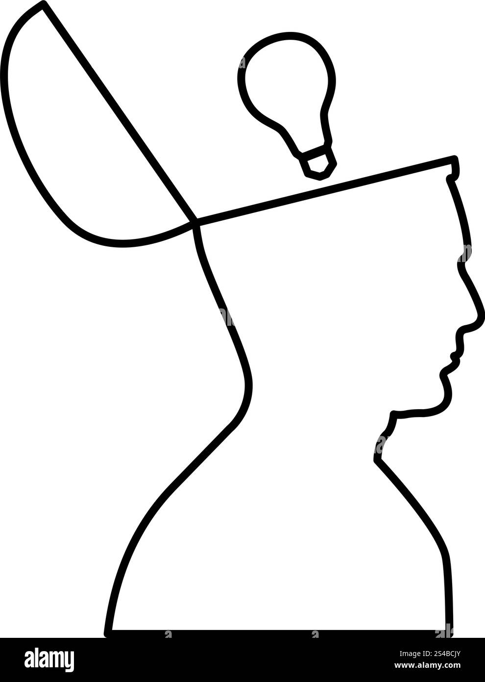 Man with lightbulb idea in open head black icon Stock Vector Image ...