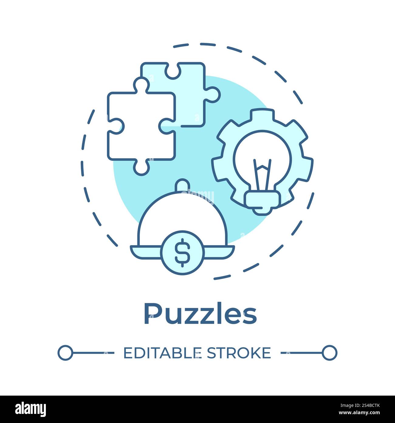 Puzzles dishes soft blue concept icon Stock Vector