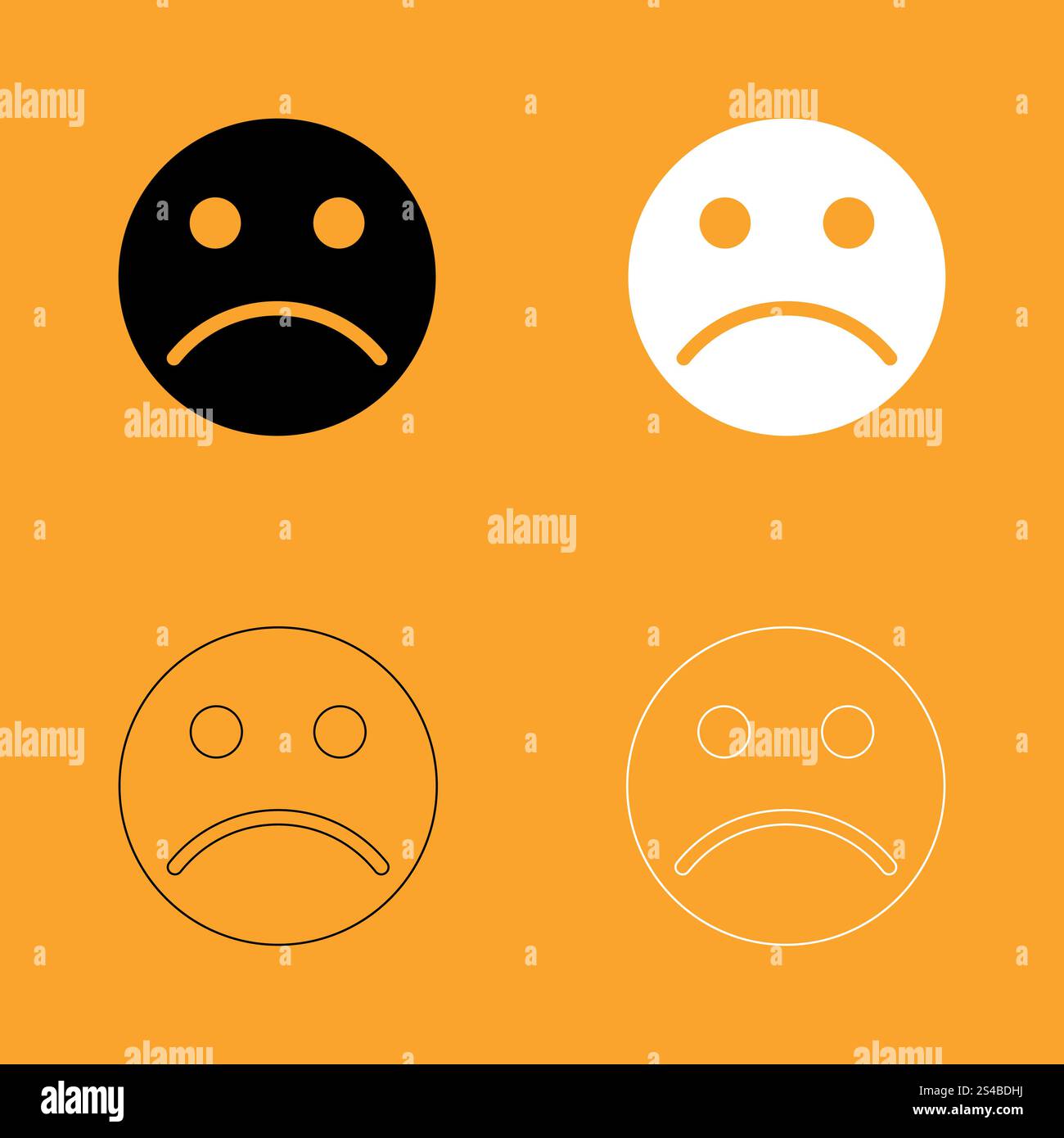 Sad emoticon set black and white icon Stock Vector Image & Art - Alamy